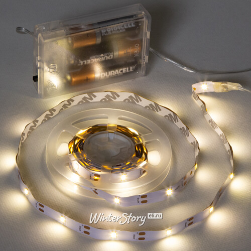 Светодиодная лента Ledstrip на батарейках 3 м, 90 теплых белых LED ламп, на липучке, IP20 Koopman