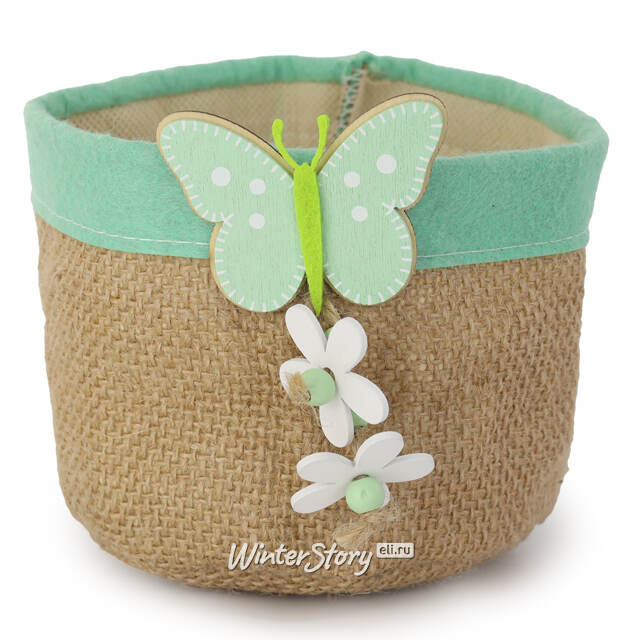 Чехол на кашпо Весенняя Верона 12 см бирюзовая Due Esse Christmas