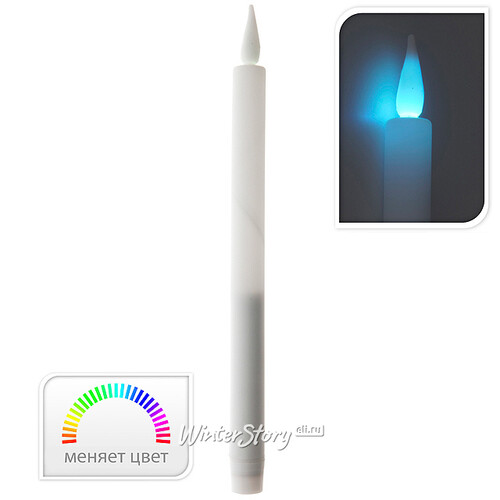 Свеча светодиодная столовая белая, 29*3 см, 2 шт, RGB, батарейка Koopman