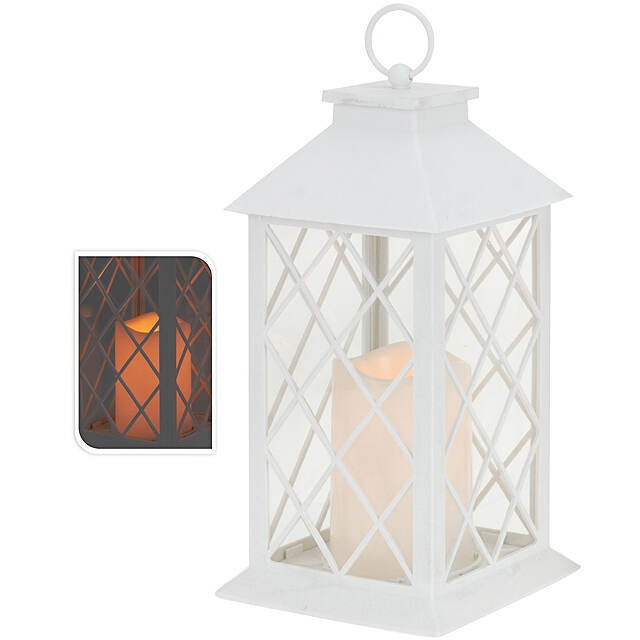 Фонарь Братья Гримм со светодиодной свечой, 29*14*14 см, белый, сеточка, батарейка Koopman (Купман)