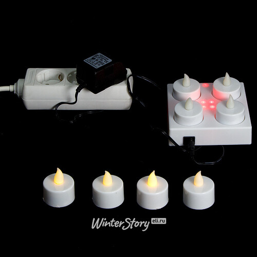 Набор светодиодных чайных свечей Праздник, 8 шт, зарядное устройство Koopman