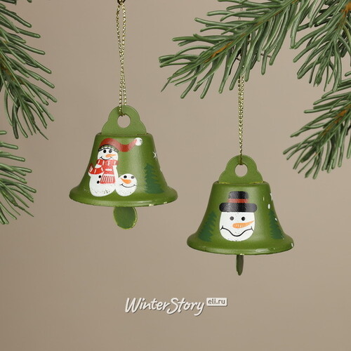 Набор елочных украшений Колокольчики - Jingle Bells 5 см, 12 шт, зеленые, подвеска Breitner