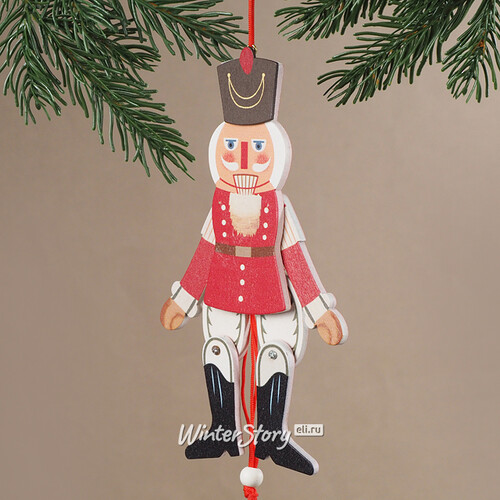 Елочная игрушка-марионетка Щелкунчик Танцор 18 см красный, подвеска Breitner