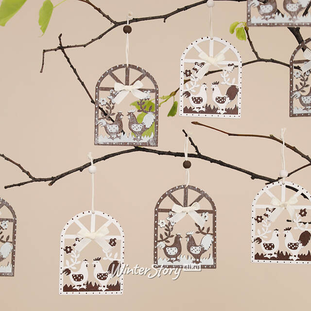 Набор деревянных елочных игрушек Village Morning 8 см, 12 шт, подвеска Breitner