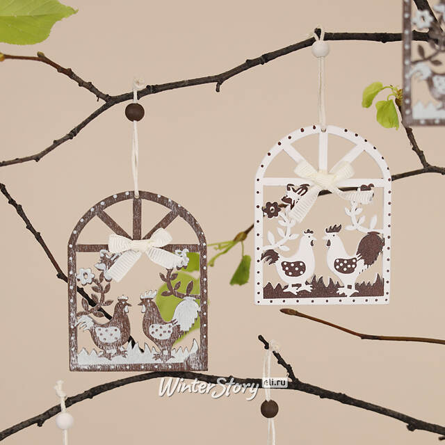 Набор деревянных елочных игрушек Village Morning 8 см, 12 шт, подвеска Breitner