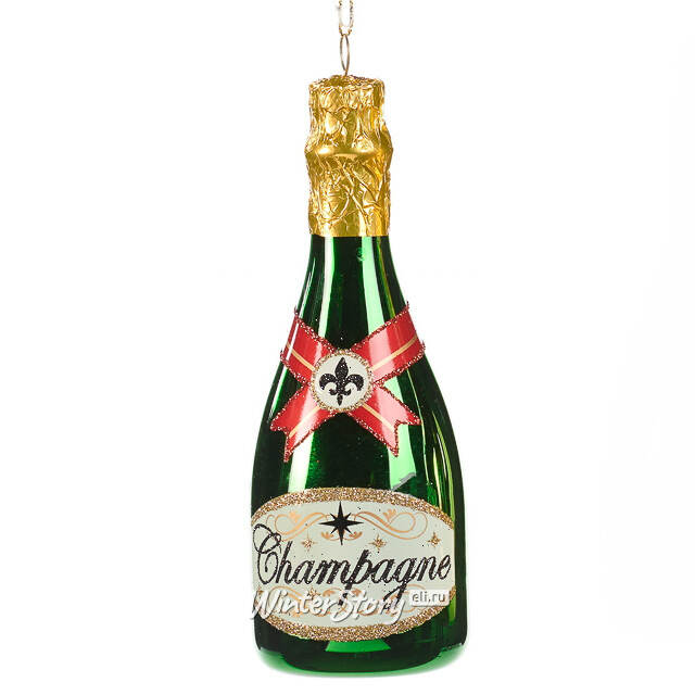 Стеклянная елочная игрушка Бутылка Шампанского - Pinot Gris 14 см Goodwill