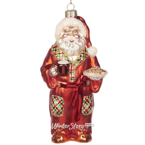 Стеклянная елочная игрушка Санта-Клаус - Christmas Relax 16 см, подвеска Goodwill