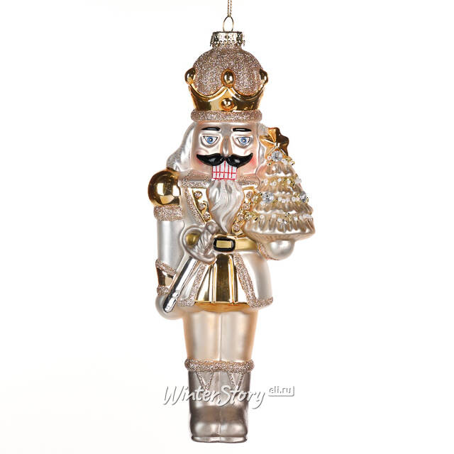 Стеклянная елочная игрушка Щелкунчик с елочкой - Instants Magiques 21 см Goodwill