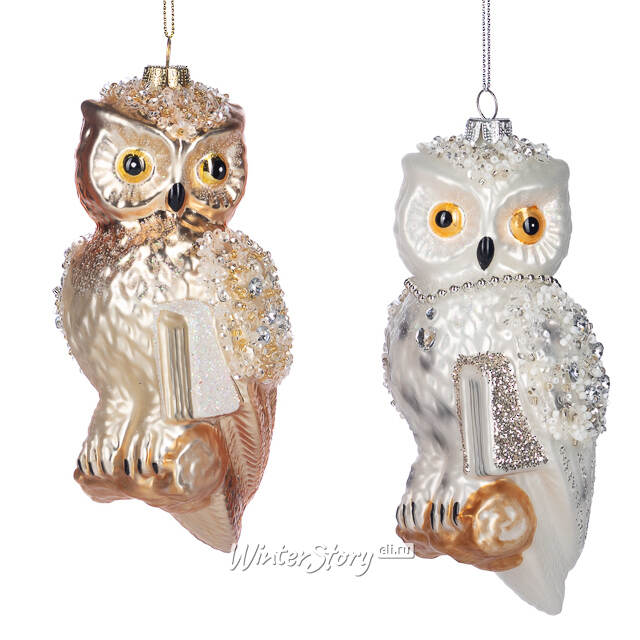 Стеклянная елочная игрушка Сова Алисса - Over the Hoogezand 13 см Goodwill