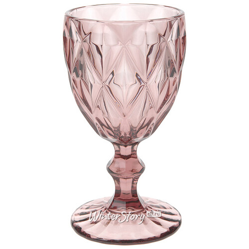 Бокал для вина Новогодние грани, 15*8 см, розовый, стекло Koopman