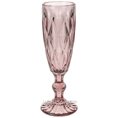 Бокал для шампанского Новогодние грани, 20*6 см, розовый, стекло Koopman