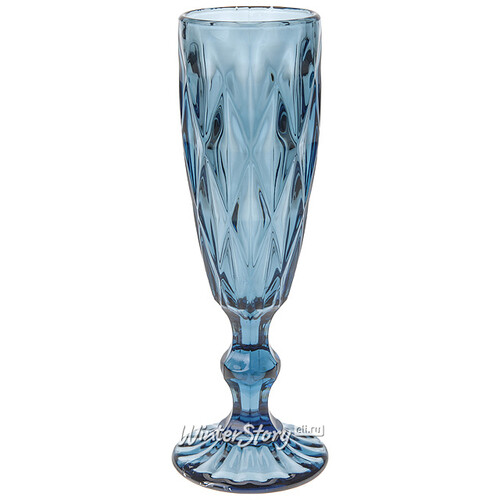 Бокал для шампанского Новогодние грани, 20*6 см, синий, стекло Koopman