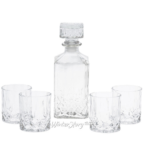 Набор для крепких напитков Jillbrano: графин + 4 стакана, стекло Koopman