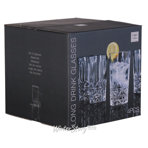 Набор стаканов для воды Беркли 4 шт, 260 мл, стекло Koopman