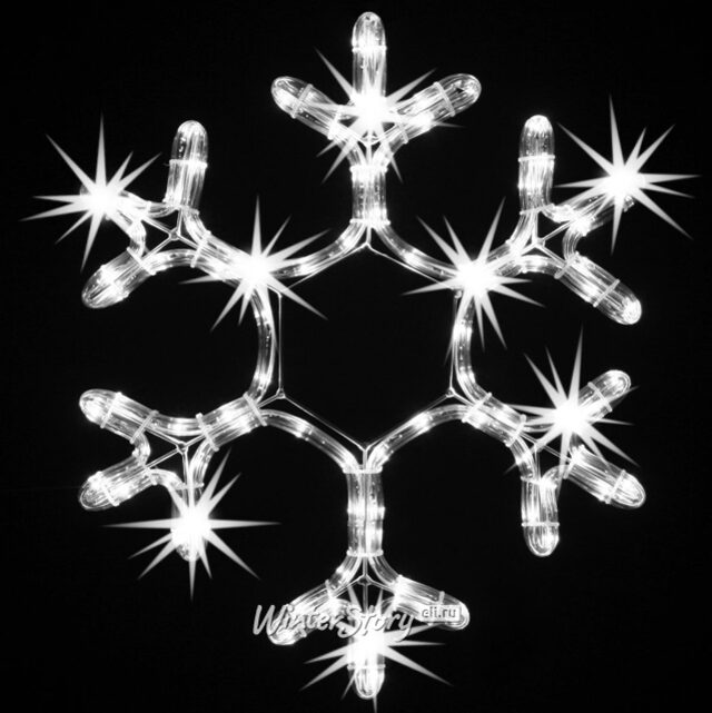 Светодиодная Снежинка Астрид 40 см холодная белая с мерцанием, соединяемая, IP44 Торг Хаус