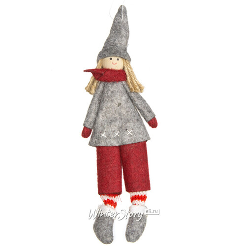 Кукла на елку Девочка Рашель из Копенгагена в сером пальто 26 см, подвеска Due Esse Christmas