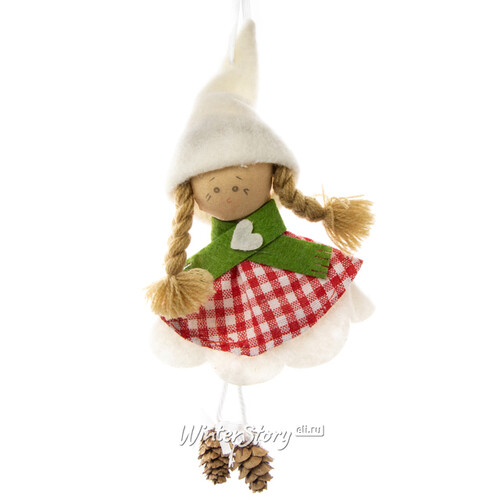 Елочная игрушка Девочка Паулина в белом платье и кедровых туфельках 17 см, подвеска Due Esse Christmas