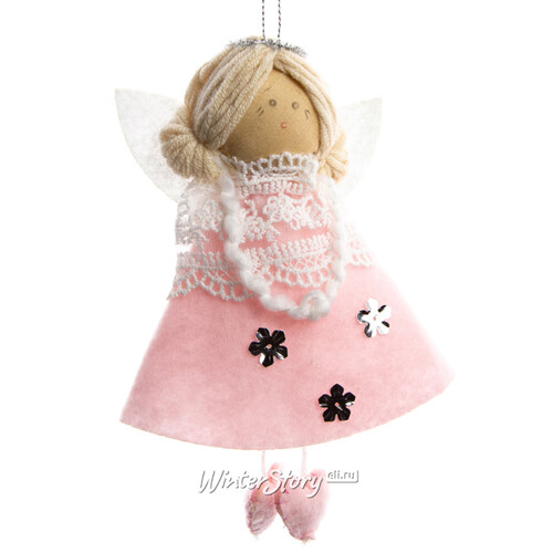 Кукла на елку Фея-Крёстная Сесиль в розовом наряде 19 см, подвеска Due Esse Christmas