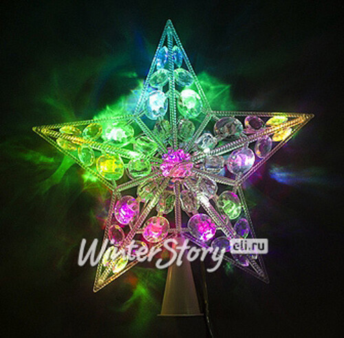 Верхушка светящаяся Звезда 22 см разноцветная 20 LED ламп Holiday Classics