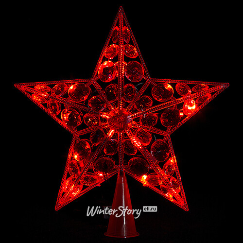 Верхушка светящаяся Звезда 22 см красная 20 LED ламп Holiday Classics