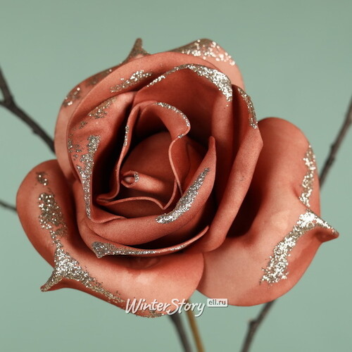 Искусственная роза Ивонн: Amber Blush 14 см, клипса Koopman