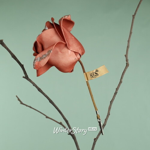 Искусственная роза Ивонн: Amber Blush 14 см, клипса Koopman