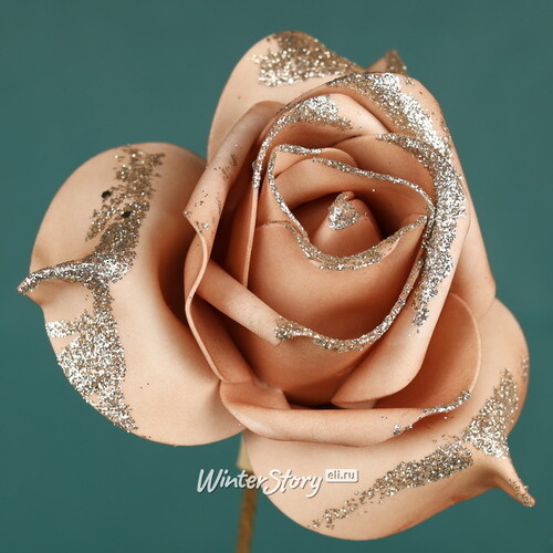 Искусственная роза Ивонн: Peach Melba 14 см, клипса Koopman
