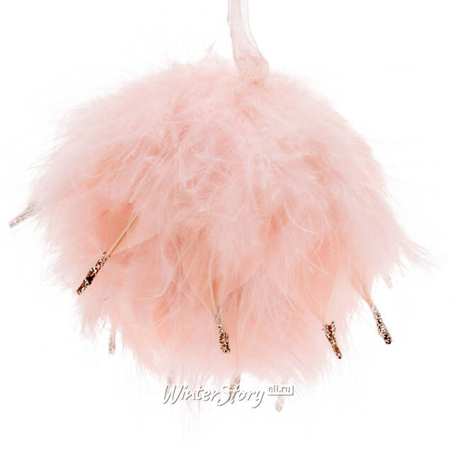 Елочный шар из перьев Rose Poetique 10 см Koopman