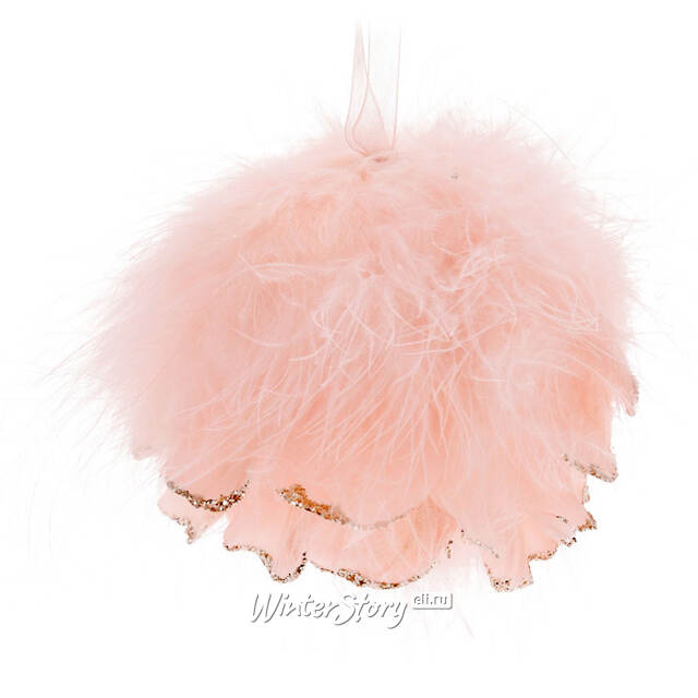 Елочный шар из перьев Rose Poetique 10 см Koopman