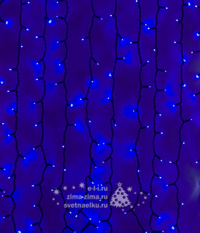 Светодиодный занавес 2*3 м, 864 синих LED лампы, прозрачный ПВХ, соединяемый, контроллер, IP44 Царь Елка