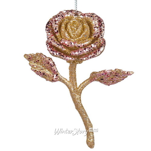 Елочная игрушка Роза - Fastnacht di Magonza 10 см розовое золото, подвеска Kurts Adler