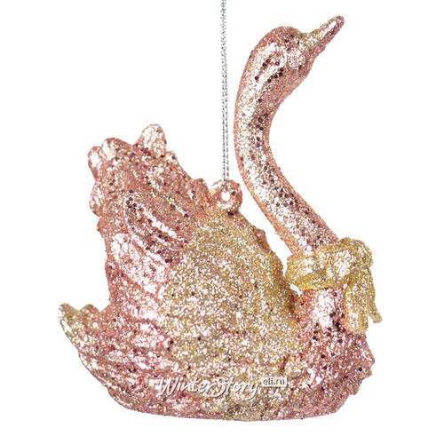 Елочная игрушка Лебедь - Rose Paradi 10 см, розовый, подвеска Kurts Adler