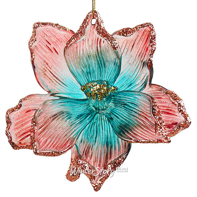 Елочная игрушка Пуансеттия Мисти - Tropical Romance 10 см Kurts Adler