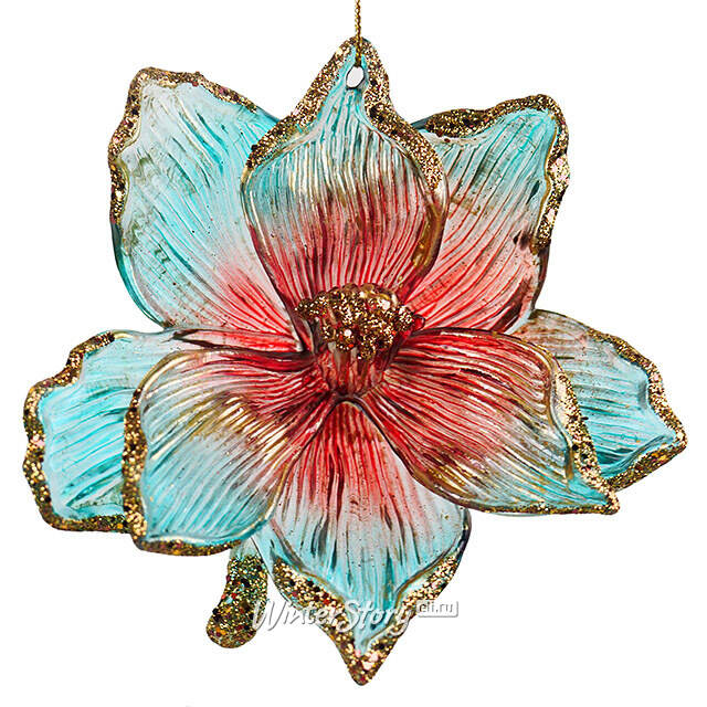 Елочная игрушка Пуансеттия Олин - Tropical Romance 10 см Kurts Adler