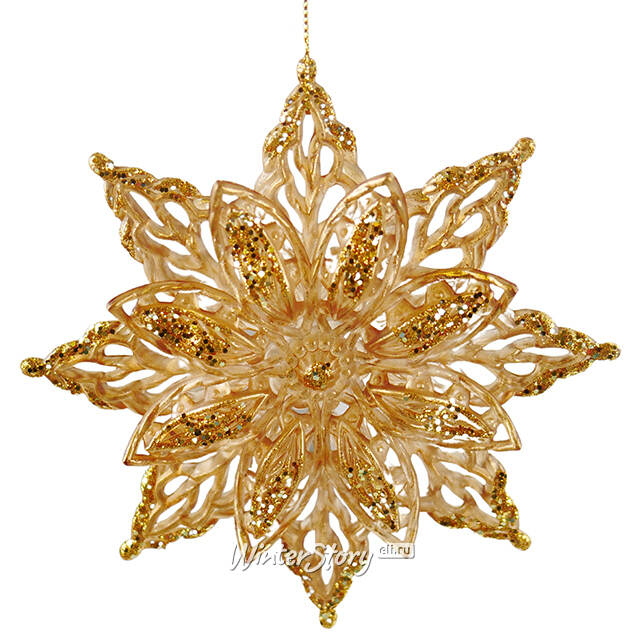 Елочная игрушка Цветок Пуансеттии: Caramel Sunset 13 см золотая Kurts Adler