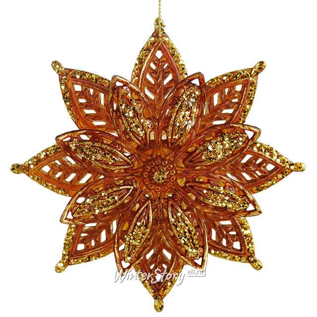 Елочная игрушка Цветок Пуансеттии: Caramel Sunset 13 см бронзовая Kurts Adler