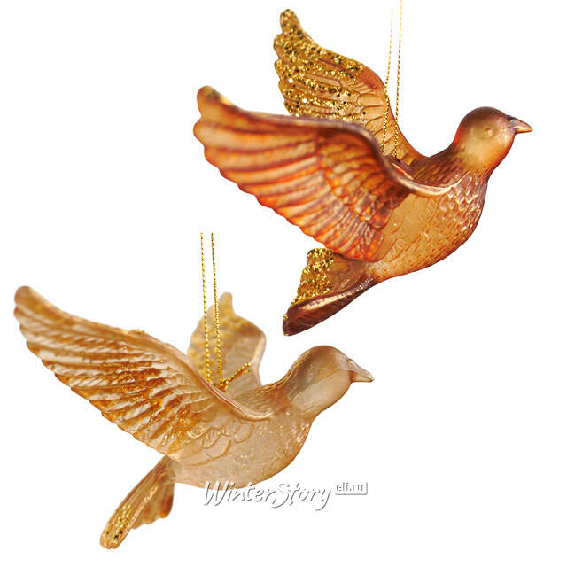 Елочная игрушка Голубь - Caramel Sunset 8 см бронзовый Kurts Adler