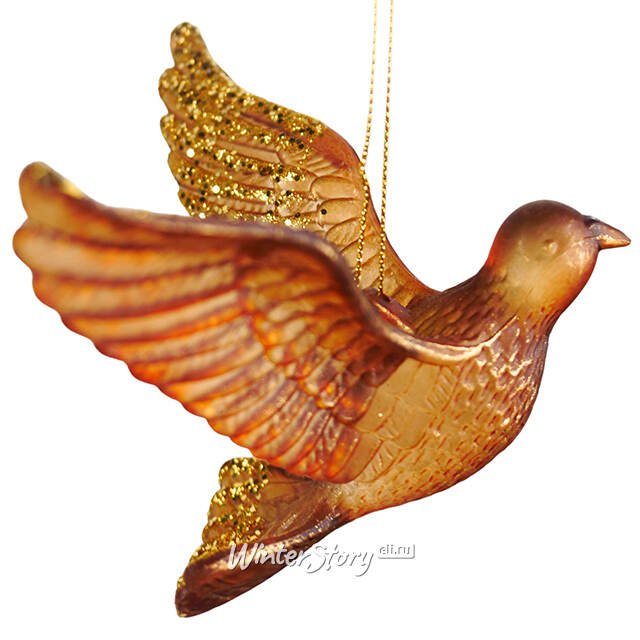 Елочная игрушка Голубь - Caramel Sunset 8 см бронзовый Kurts Adler