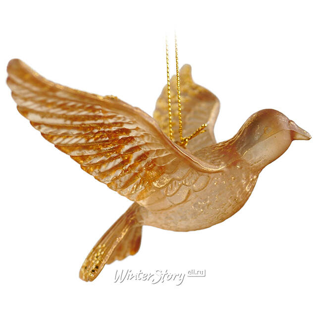 Елочная игрушка Голубь - Caramel Sunset 8 см золотой Kurts Adler