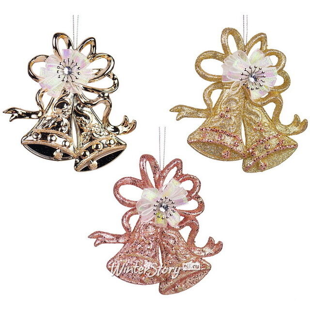 Елочная игрушка Doppiato Bells розовое золото, подвеска Kurts Adler (Куртс Адлер)