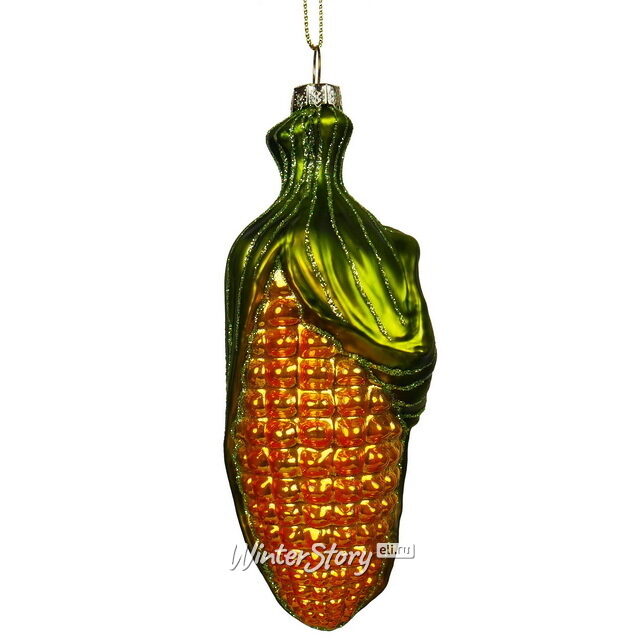 Стеклянная елочная игрушка Сладкая Кукуруза 15 см, подвеска Kurts Adler