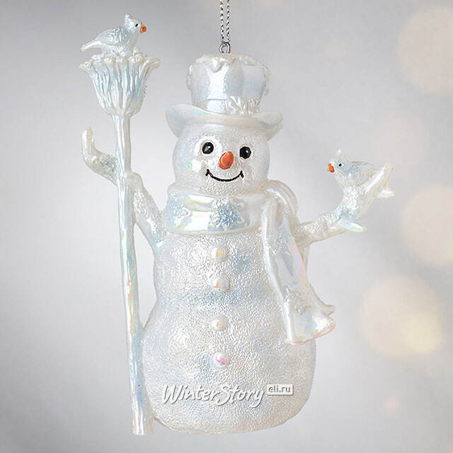 Елочная игрушка Снеговик Вилли из Снежной Страны - Precioze Opale 11 см, подвеска Kurts Adler