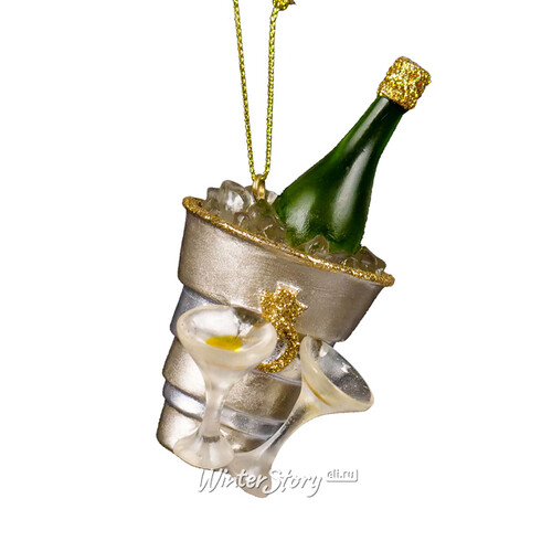 Стеклянная елочная игрушка Шампанское - Dom Perignon 10 см, подвеска Kurts Adler