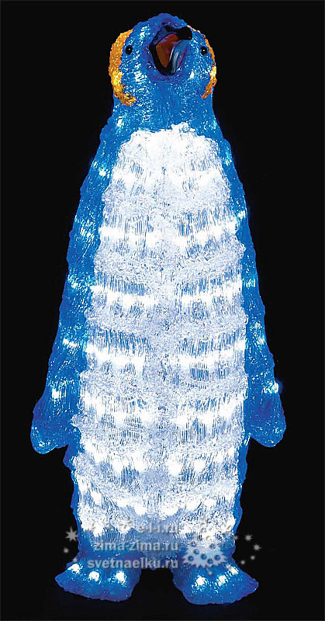 Пингвин акриловый светящийся, 63 см, уличный, 160 холодных белых LED ламп Царь Елка