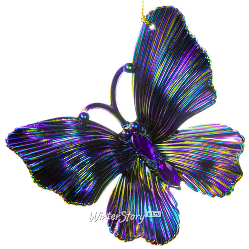 Елочная игрушка Бабочка Фламанди пурпурно-радужная, подвеска Kurts Adler