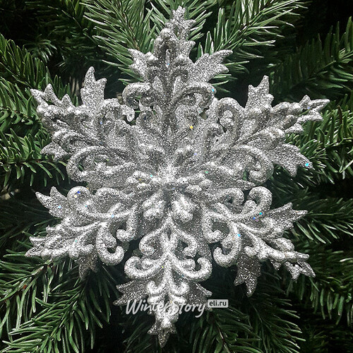 Елочная игрушка Снежинка объемная Кристалл 12 см серебряная, подвеска Снегурочка
