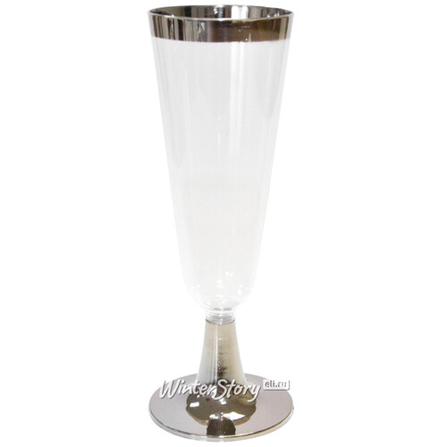 Пластиковые бокалы для шампанского Серебряный Стиль 150 мл 6 шт Снегурочка