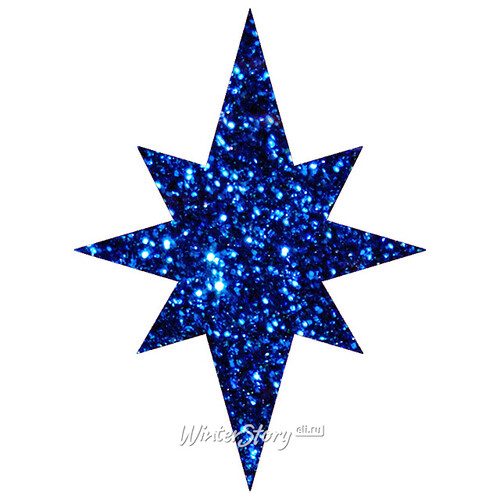 Звезда Вифлеемская с блестками 25 см синяя, пеноплекс Winter Deco