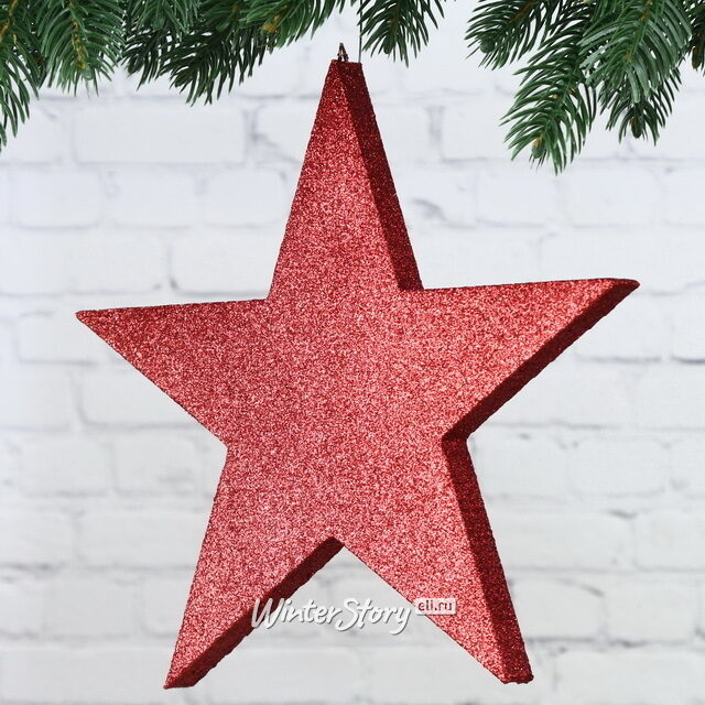 Звезда с блестками 40 см красная, пеноплекс МанузинЪ