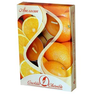 Набор ароматизированных свечей Апельсин, 4 см, 6 шт Омский Свечной фото 1